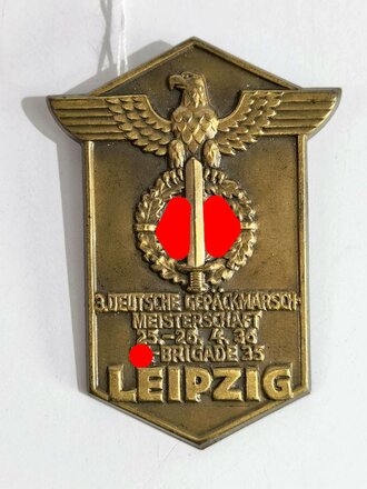 Blechabzeichen " 3.deutsche Gepäckmarsch Meisterschaft Leipzig 1936"