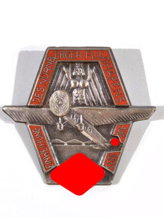 Metallabzeichen "Einweihung des Nürnberger Flughafens  1933", teilemailliert