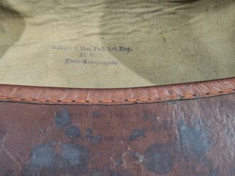 Kaiserreich, Packtasche für Berittene, Eigentumstück für einen Offizier, Tintenstempel " K.bayr. Res.Fuß-Art. Rgt. " getragenes Stück in gutem Zustand