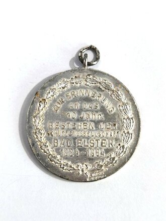 Tragbare Medaille "Zur Erinnerung an das 10jähr. Bestehen der Schützengesellschaft Bad Elster 1924-1934" Durchmesser 40mm