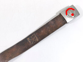 Koppel für Angehörige der Hitler Jugend. Aluminiumschloss Hersteller RZM M4/38, Riemenlänge 77cm