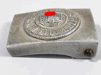 Heer, Koppelschloss für Mannschaften aus Aluminium mit aufgeklammertem Emblem. Getragenes Stück, Emblem leicht verdrückt