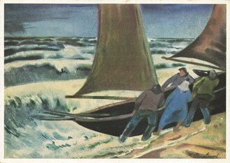 Künstler-Hilfswerk 1937, Ansichtskarte, Heimkehrende Ostseefischer