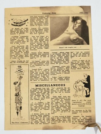 Flugblatt "Lightning News" Nachrichtenblatt Westen Front Febr. 1945, No. 6, DIN A5, 4-seitig
