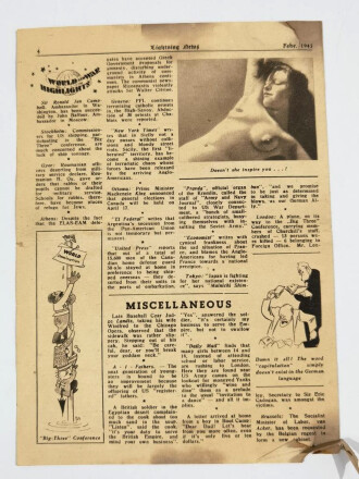 Flugblatt "Lightning News" Nachrichtenblatt Westen Front Febr. 1945, No. 6, DIN A5, 4-seitig