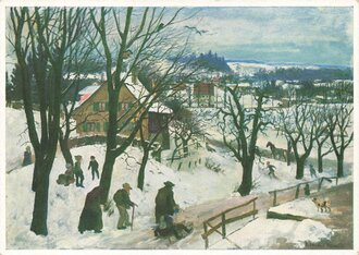 Künstler-Hilfswerk 1937, Ansichtskarte, Winter im Dorf