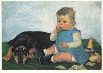 Künstler-Hilfswerk 1937, Ansichtskarte, Kind und Hund