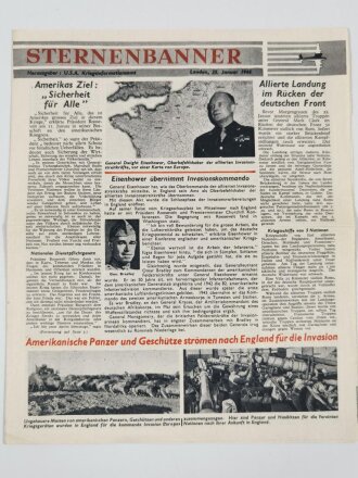 U.S.A. "Sternenbanner" Flugblatt USG25, 25.Januar 1944, 4-seitig, über DIN A4, geknickt