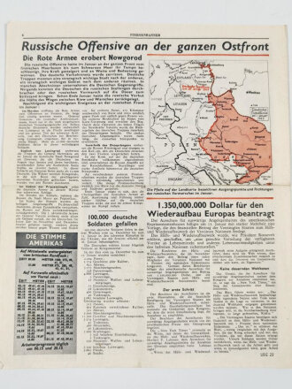 U.S.A. "Sternenbanner" Flugblatt USG25, 25.Januar 1944, 4-seitig, über DIN A4, geknickt