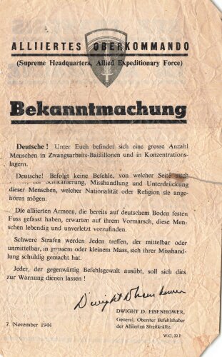 Flugblatt "Bekanntmachung!" WG 22 F, ca. DIN...