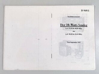 D 949/1 Der 10-Watt-Sender ("a" 27,25 bis 30,30 MHz) oder ("b" 30,30 bis 33,35 MHz), vom September 1937, 23 Seiten lose