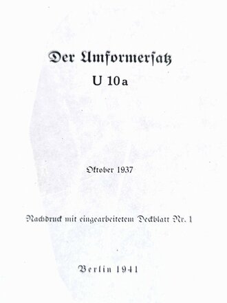 D 938/12 Entwurf Der Umformersatz U 10a, Oktober 1937, Nachdruck mit eingearbeitetem Deckblatt Nr. 1, 1941, 13 Seiten + Anlagen