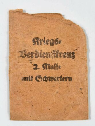 Kriegsverdienstkreuz 2.Klasse mit Schwertern  am Band, in defekter Tüte von Ph. Türks Wwe. Wien XVI