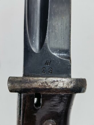 Seitengewehr M84/98 für K98 der Wehrmacht, Nummergleiches Stück cvl41, war wohl leicht flugrostig und wurde teilweise mit Schmirgelpapier bearbeitet